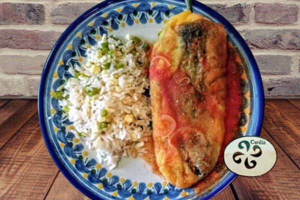 Chiles-Rellenos-Home-Cooking-in-Puebla-Mexico-with-Cardia-final-dish-in-Talavera
